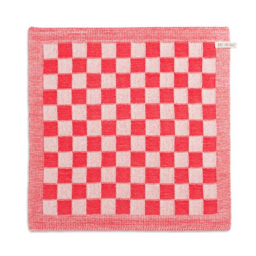 Knit Factory Keukendoek Block Ecru / Rood