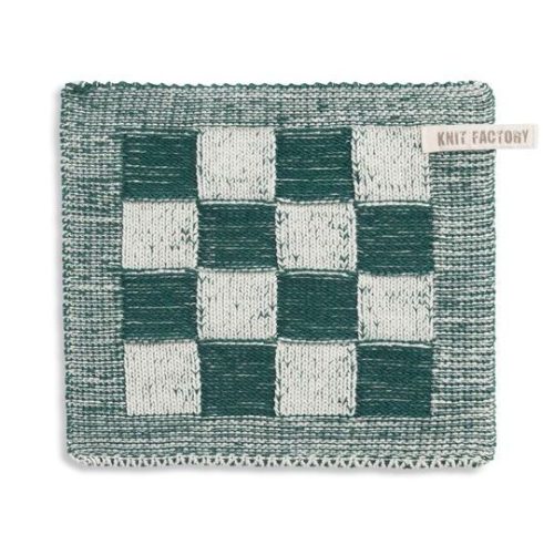 Knit Factory Pannenlap Block Ecru / Groen