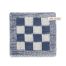 Knit Factory Pannenlap Block Ecru / Jeans Blauw