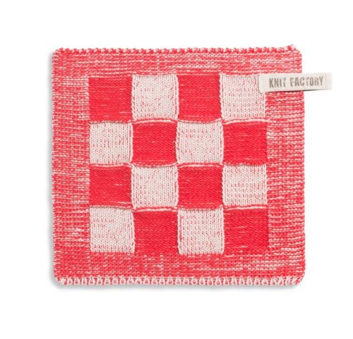 Knit Factory Pannenlap Block Ecru / Rood