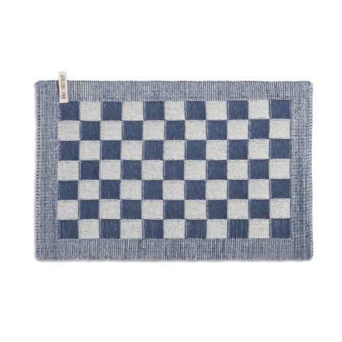 Knit Factory Placemat Block Ecru / Jeans Blauw