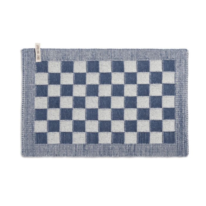 Knit Factory Placemat Block Ecru / Jeans Blauw