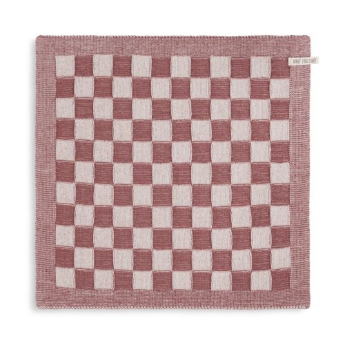 Knit Factory Keukendoek Block Ecru / Stone Red