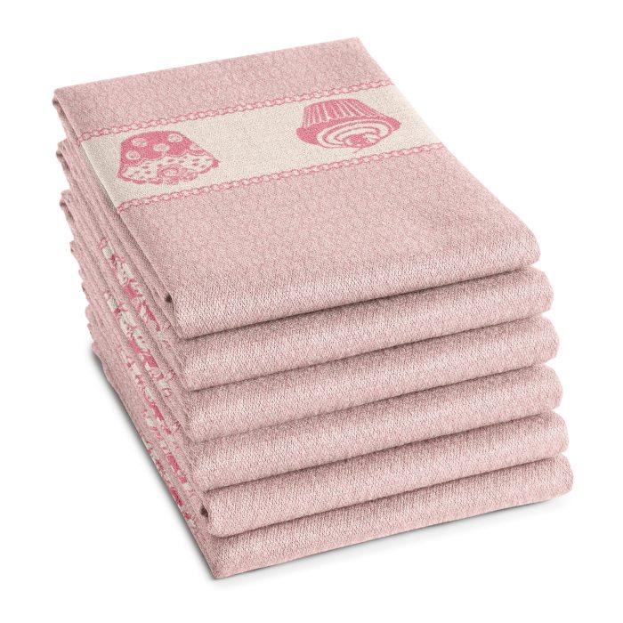 DDDDD Theedoek Bakery Pink (voordeelset: 6 stuks)